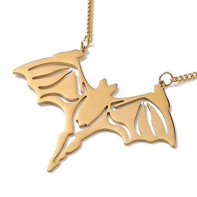 2Pcs 2 Style 304 Stainless Steel Bat Pendant Necklaces Set NJEW-E092-01G-1