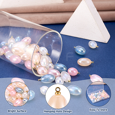 48Pcs 8 Styles Imitation Gemstone Acrylic Pendants IFIN-TA0001-57-1