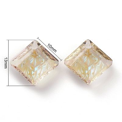 Embossed Glass Rhinestone Pendants GLAA-J101-03A-001PS-1