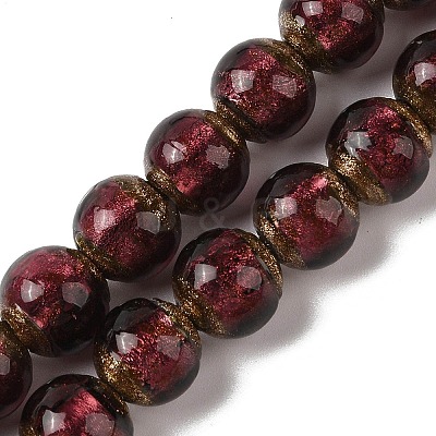 Handmade Gold Sand Lampwork Beads Strands LAMP-P062-01B-1