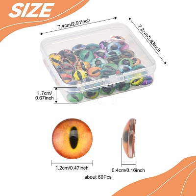 60Pcs Half Round with Eye Glass Cabochons GGLA-FS0001-16A-1