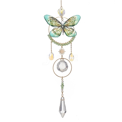 3Pcs 3 Colors Stainless Steel Resin Butterfly Suncatcher HJEW-TA00451-1