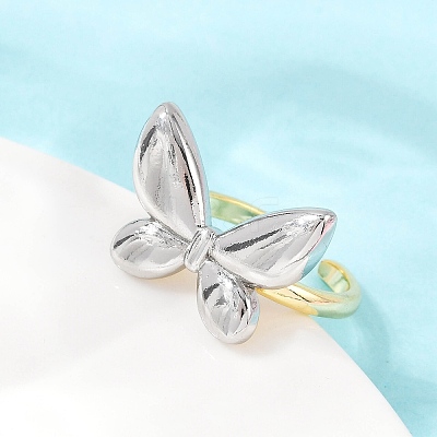 Brass Adjustable Open Cuff Rings for Women RJEW-Q030-03GP-1