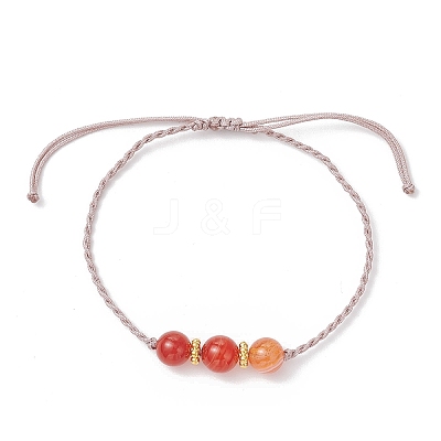 Natural Striped Agate Beads Braided Bead Bracelets for Women BJEW-JB11979-1