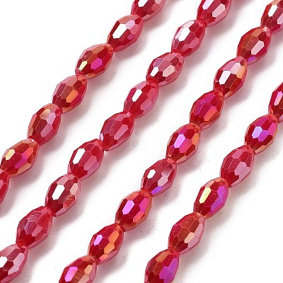 Electroplate Glass Beads Strands EGLA-A037-P6x8mm-B05-1