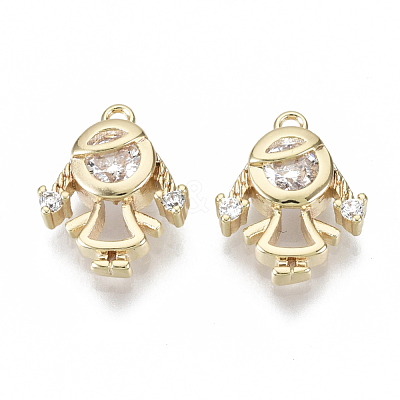 Brass Micro Pave Cubic Zirconia Charms KK-N232-47-NF-1