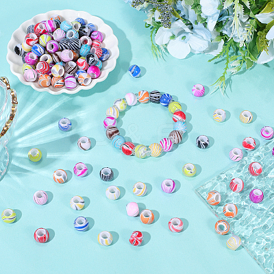 300Pcs Opaque Acrylic European Beads MACR-PA0001-66-1