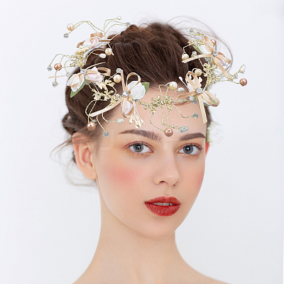 1Pc Alloy with Resin and Polyester Headpiece Cap AJEW-CY0001-92-1