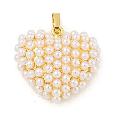 Rack Plating Brass & ABS Plastic Imitation Pearl Pendants KK-N255-03E-G-RS-1