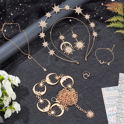 Moon & Star & Sun Rhinestone Jewelry Set SJEW-AN0001-53-1