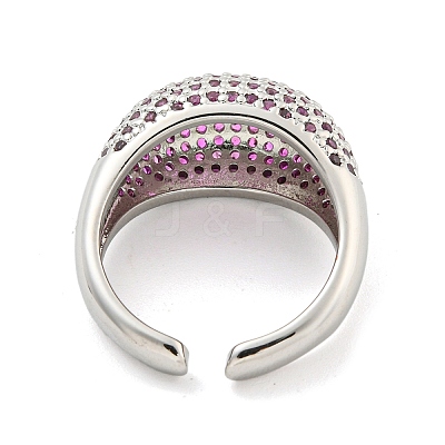 Real Platinum Plated Brass Micro Pave Clear Cubic Zirconia Cuff Rings RJEW-L113-016P-02-1