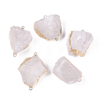 Raw Rough Natural Quartz Crystal Nuggets Connector Charms G-Q606-08A-1