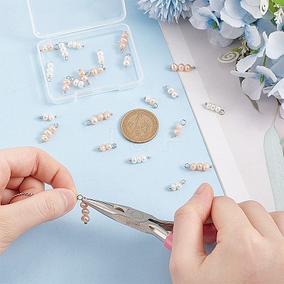 4 Sets 2 Colors Natural Cultured Freshwater Pearl Pendants FIND-AR0004-60-1