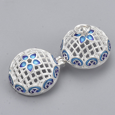 Rack Plating Brass Cage Pendants KK-T053-02S-1