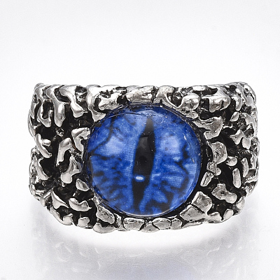 Alloy Glass Cuff Finger Rings RJEW-T006-01A-1