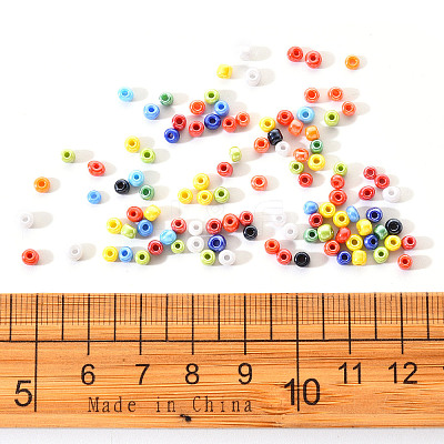 8/0 Opaque Colors Rainbow Plated Round Glass Seed Beads SEED-YW0001-13-1