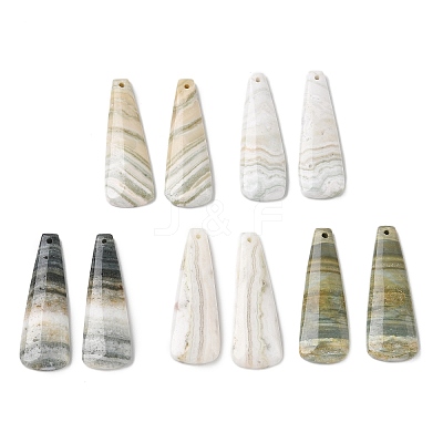 Natural Indian Green Line Jasper Pendants G-Z151-02A-1