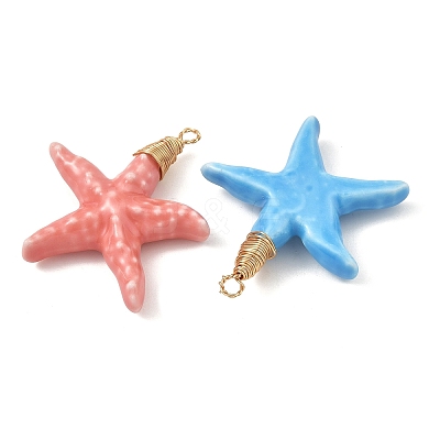 Bright Glazed Porcelain Pendants PALLOY-JF05934-1