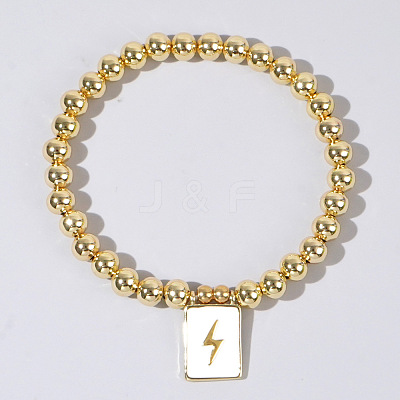 Personality Brass Round Bead Beaded Stretch Bracelets ST0339-5-1
