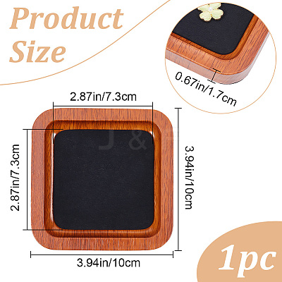 Square Wood Jewelry Storage Tray with Microfiber Fabric Mat Inside ODIS-WH0030-37A-02-1