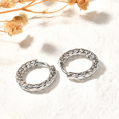 Non-Tarnish 304 Stainless Steel Grooved Hoop Earrings EJEW-M218-01A-P-1