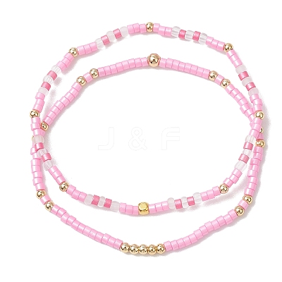 2Pcs Glass Seed Beaded Stretch Bracelets Sets for Women BJEW-MZ00296-01-1