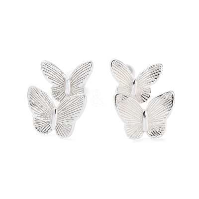 999 Fine Silver Butterfly Cartilage Earrings EJEW-P296-13S-1