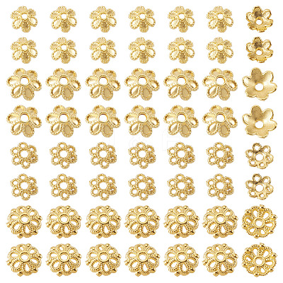 400Pcs 4 Styles Alloy Bead Caps FIND-TA0009-94G-1