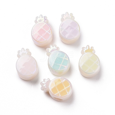 UV Plating Rainbow Iridescent Acrylic European Beads SACR-E009-34-1