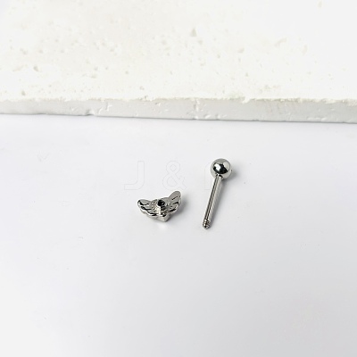 Angel Wing Heart 316L Surgical Stainless Steel Pave Cubic Zirconia Tongue Rings FS-WG901EE-05-1