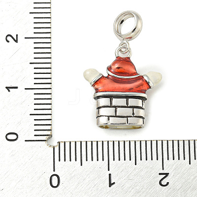 Anti-Tarnish Rhodium Plated 925 Sterling Silver Enamel Christmas European Dangle Charms STER-Z010-02P-01A-1