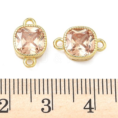 Brass Pave Cubic Zirconia Square Connector Charms KK-P348-06G-1