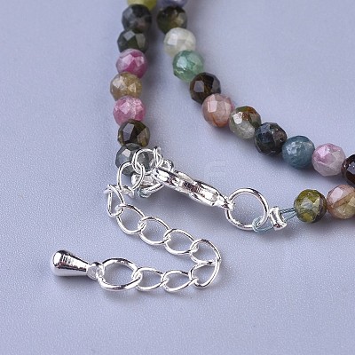 Natural Multicolor Tourmaline Beaded Necklaces NJEW-K114-A-A15-1