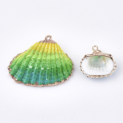 Spray Paint & Electroplate Sea Shell Pendants SSHEL-S262-07B-1