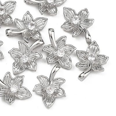 SHEGRACE Brass Micro Pave Clear Cubic Zirconia Charms XGRQ2O649-424P-1