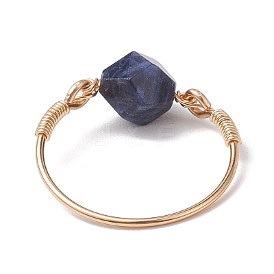 Star Cut Round Natural Mixed Gemstone Finger Rings RJEW-JR00726-1