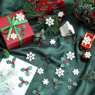160Pcs 4 Styles Christmas Theme Opaque Resin Cabochons RESI-SC0005-80A-1