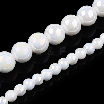 Electroplate Opaque Glass Beads Strands X-GLAA-T032-P10mm-AB02-1