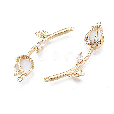 Brass Micro Pave Clear Cubic Zirconia Link Connectors X-KK-Q278-004-NF-1