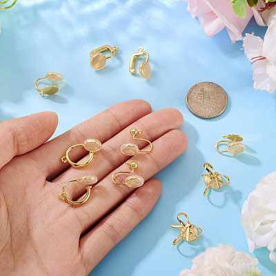 10Pcs 5 Styles Brass Clip-on Findings EJEW-TA0001-66A-1