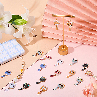24Pcs 6 Colors Printed Alloy Pendants FIND-BM0001-80-1