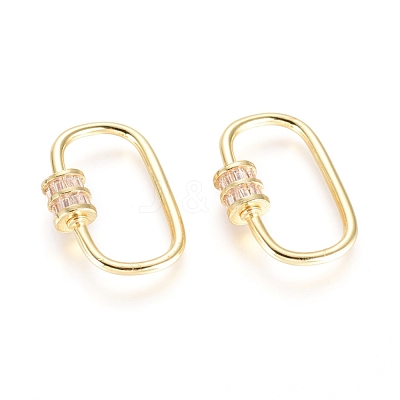 Brass Micro Pave Cubic Zirconia Screw Carabiner Lock Charms KK-I657-17G-1