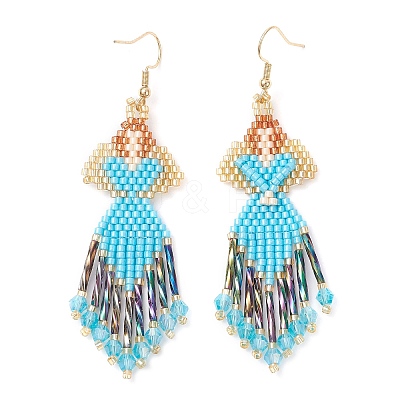 Angel Handmade Glass Seed Beads Dangle Earrings EJEW-MZ00538-01-1