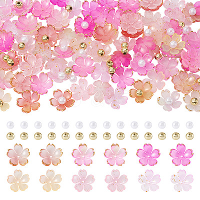 160Pcs 8 Styles Acrylic Bead Caps OACR-TA0004-53B-1
