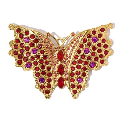 304 Stainless Steel with Rhinestone Big Pendants RB-OY001-29G-02-1