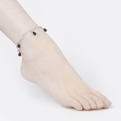 Faceted Natural Gemstone Anklets AJEW-AN00222-1