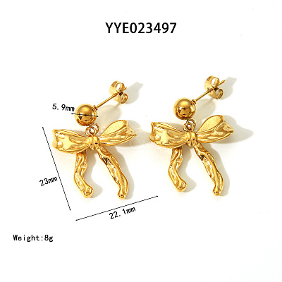 Elegant 304 Stainless Steel Bowknot Stud Earrings CR5364-5-1