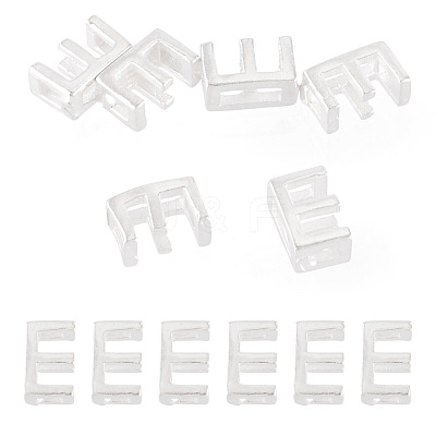 6Pcs 925 Sterling Silver Hollow Initial Beads STER-TA0001-53E-1
