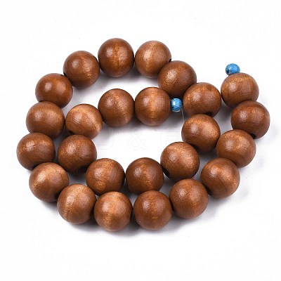 Spray Painted Natural Wood Beads Strands WOOD-S053-57E-1