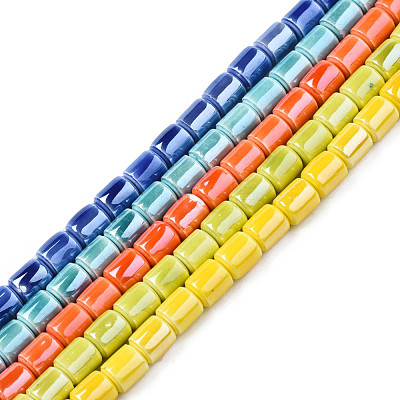 Glazed Porcelain Beads Strands PORC-N007-12-1